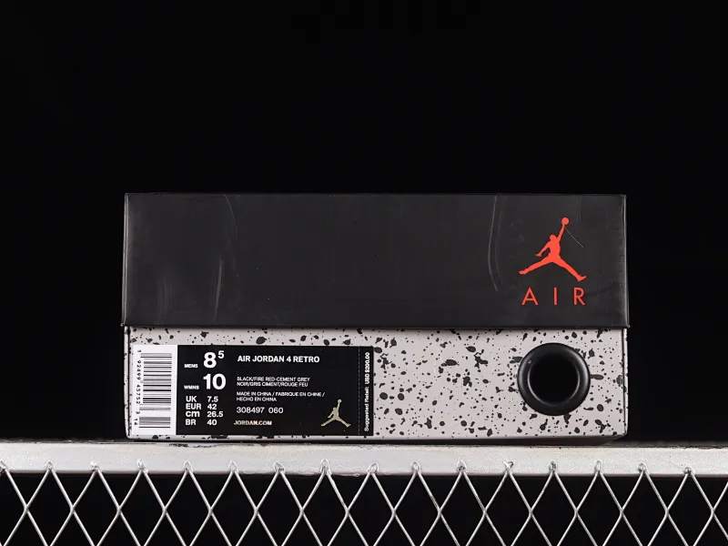 All categories Air Jordan Jordan series basketball shoes Air Jordan 4 LJR version Air Jordan 4 Retro "Bred" AJ4 Jordan 4 first year re-engraved new black and red 308497-060